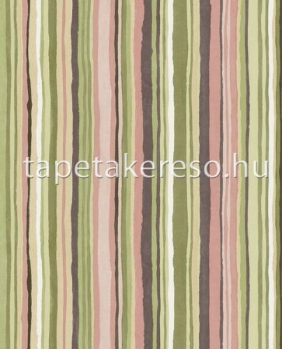 Eijffinger Stripes + vlies anyagú zöld, rózsaszín, citromsárga, barna színű csíkos modern tapéta