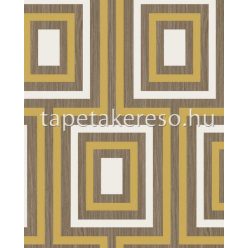   Eijffinger Stripes + vlies anyagú barna, fehér, mustársárga színű geometriai modern tapéta