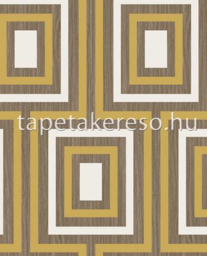Eijffinger Stripes + vlies anyagú barna, fehér, mustársárga színű geometriai modern tapéta