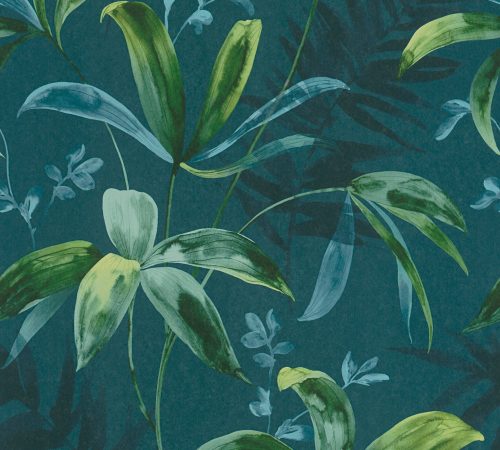 Architects Paper Jungle Chic vlies anyagú kék, zöld, sárga színű leveles romantikus tapéta