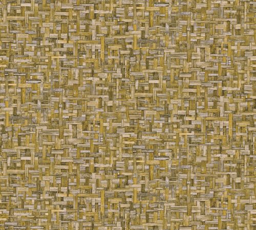 Architects Paper Jungle Chic vlies anyagú mustársárga, szürke színű fonott romantikus tapéta