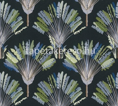 Architects Paper Jungle Chic vlies anyagú fekete, zöld, kék, beige színű fás, leveles romantikus tapéta