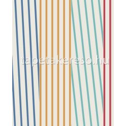   Eijffinger Stripes + vlies anyagú fehér, kék, narancssárga, piros színű csíkos modern tapéta