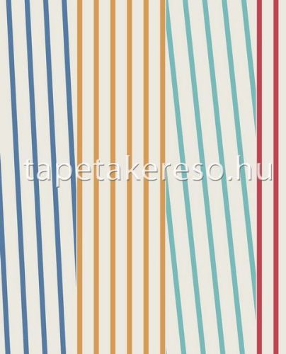 Eijffinger Stripes + vlies anyagú fehér, kék, narancssárga, piros színű csíkos modern tapéta