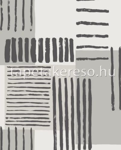 Eijffinger Stripes + vlies anyagú szürke, fekete, fehér színű geometriai modern tapéta