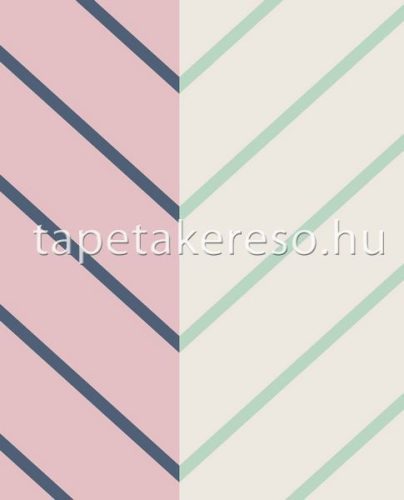 Eijffinger Stripes + vlies anyagú rózsaszín, kék, menta, fehér színű geometriai modern tapéta