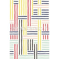   Eijffinger Stripes + vlies anyagú fehér, mustársárga, fekete, piros, menta színű geometriai modern tapéta