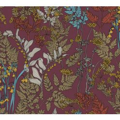   AS Creation Floral Impression vlies anyagú bordó, sárga, kék, barna színű leveles modern tapéta