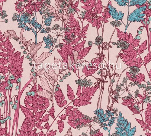 AS Creation Floral Impression vlies anyagú rózsaszín, kék, zöld színű leveles modern tapéta