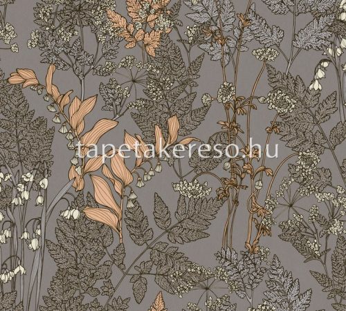 AS Creation Floral Impression vlies anyagú szürke, barack, fehér, kék színű leveles modern tapéta