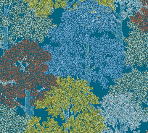 AS Creation Floral Impression vlies anyagú kék, sárga, piros színű fás modern tapéta