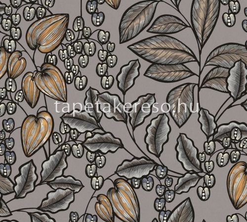 AS Creation Floral Impression vlies anyagú szürke, fekete, barna, sárga színű növényes modern tapéta