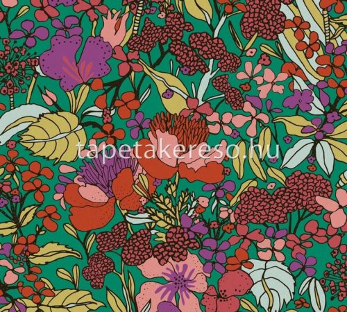 AS Creation Floral Impression vlies anyagú zöld, sárga, lila, piros színű virágos modern tapéta