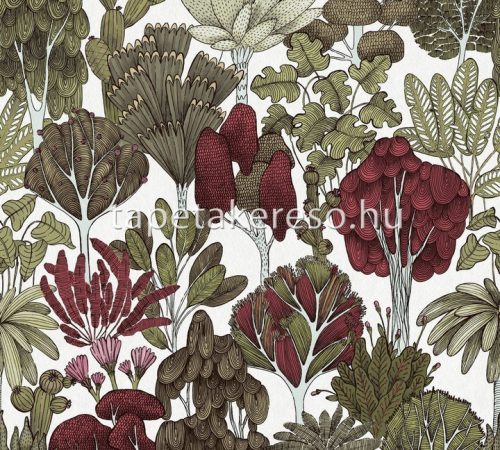 AS Creation Floral Impression vlies anyagú fehér, bordó, zöld színű növényes modern tapéta