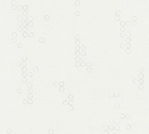 AS Creation 111 Shades of  White vlies anyagú fehér, ezüst színű körös modern tapéta