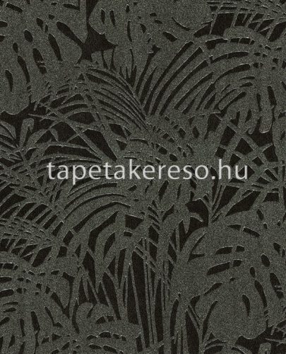 Eijffinger Reflect vlies, üveggyöngy anyagú fekete, csillámos színű leveles modern tapéta