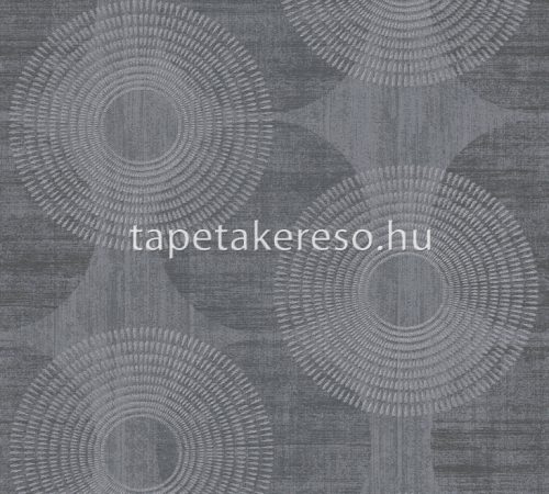AS Creation Black is Beautiful vlies, habos anyagú szürke, csillámos színű körös modern tapéta