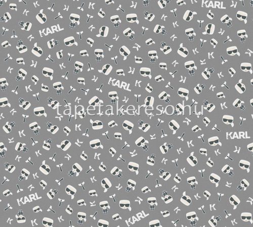 AS Creation Karl Lagerfeld vlies, vinyl anyagú szürke, fehér színű betűs, arc modern tapéta