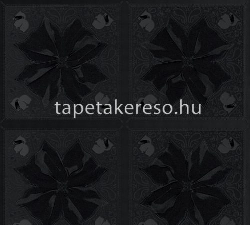 AS Creation Karl Lagerfeld vlies, vinyl anyagú fekete színű kockás, virágos modern tapéta