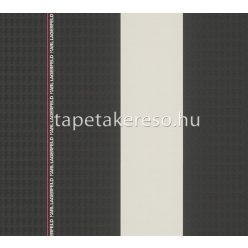   AS Creation Karl Lagerfeld vlies, vinyl anyagú fekete, fehér, pink színű feliratos, csíkos, arc modern tapéta