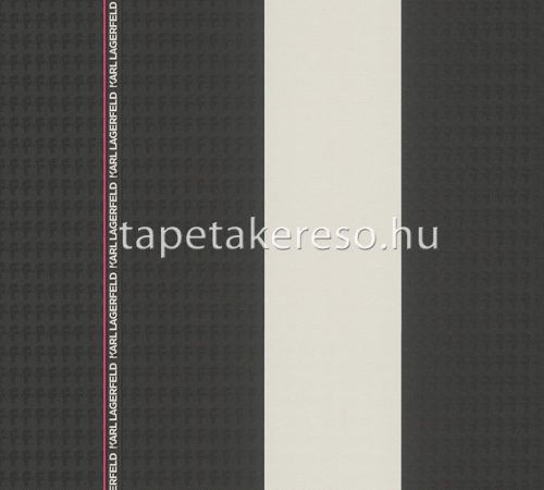 AS Creation Karl Lagerfeld vlies, vinyl anyagú fekete, fehér, pink színű feliratos, csíkos, arc modern tapéta