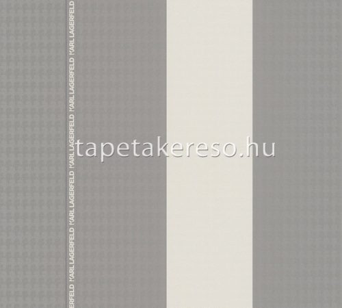 AS Creation Karl Lagerfeld vlies, vinyl anyagú szürke, fehér színű feliratos, csíkos, arc modern tapéta