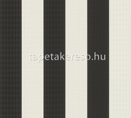 AS Creation Karl Lagerfeld vlies, vinyl anyagú fekete, fehér színű csíkos, struktúrált, arc modern tapéta
