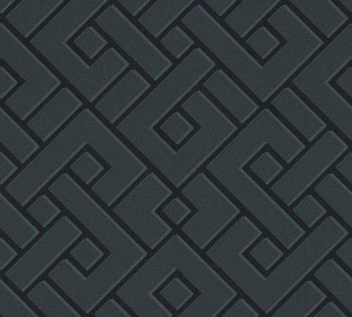 AS Creation Black is Beautiful habos, vlies anyagú fekete, gyöngyház színű geometriai, 3d modern tapéta
