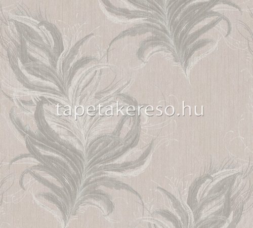 AS Creation Mata Hari vlies, vinyl anyagú beige, szürke, csillámos színű tollas modern tapéta
