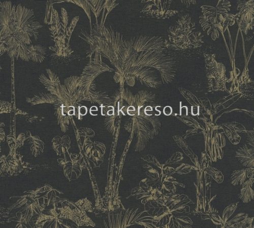 AS Creation Black is Beautiful vlies, vinyl anyagú fekete, arany színű fás modern tapéta