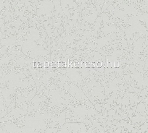 AS Creation TrendWall 2 habos, vlies anyagú szürke, gyöngyház színű ágas, leveles modern tapéta