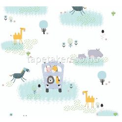   AS Creation Little Love vlies anyagú fehér, kék, rózsaszín, zöld, szürke színű állatos gyerek tapéta
