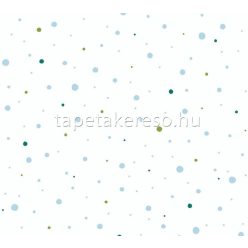   AS Creation Little Love vlies anyagú fehér, kék, zöld színű pöttyös gyerek tapéta