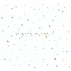   AS Creation Little Love vlies anyagú fehér, kék, barna, sárga színű pöttyös gyerek tapéta