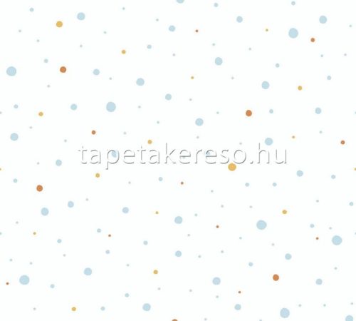 AS Creation Little Love vlies anyagú fehér, kék, barna, sárga színű pöttyös gyerek tapéta