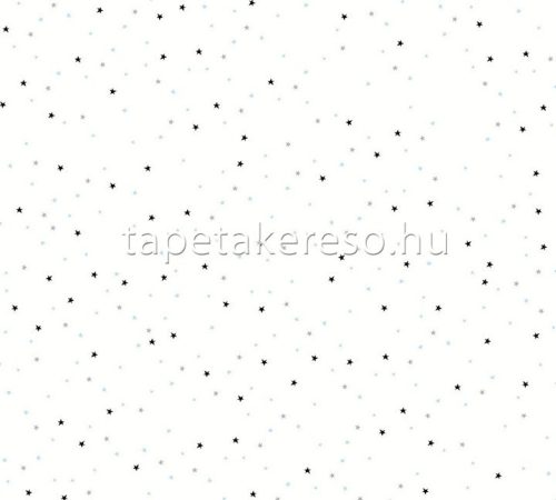 AS Creation Little Love vlies anyagú fehér, kék, szürke, fekete színű csillagos gyerek tapéta