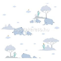   AS Creation Little Love vlies anyagú fehér, kék, zöld, sárga színű fás, állatos, madaras gyerek tapéta