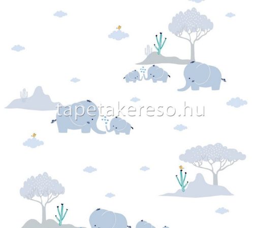 AS Creation Little Love vlies anyagú fehér, kék, zöld, sárga színű fás, állatos, madaras gyerek tapéta