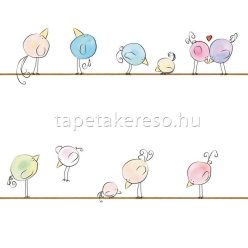   AS Creation Little Love vlies anyagú fehér, kék, sárga, lila, zöld, rózsaszín, barna színű madaras gyerek tapéta