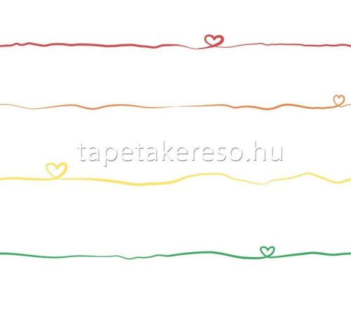 AS Creation Little Love vlies anyagú fehér, zöld, sárga, kék, lila, piros színű vonalas, feliratos gyerek tapéta