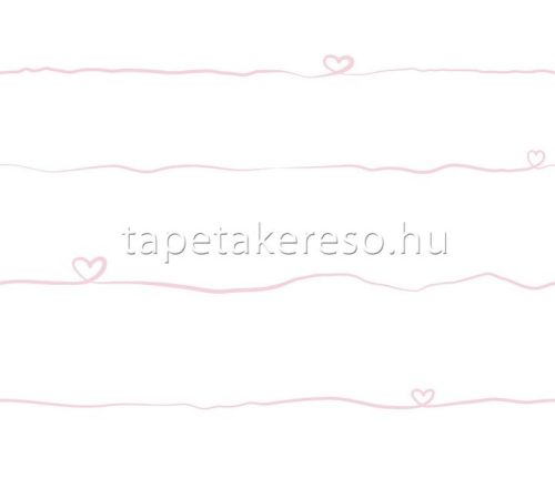 AS Creation Little Love vlies anyagú fehér, rózsaszín színű vonalas, feliratos gyerek tapéta
