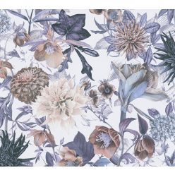   AS Creation Dream Flowery vlies anyagú fehér, barna, lila, szürke színű virágos romantikus tapéta
