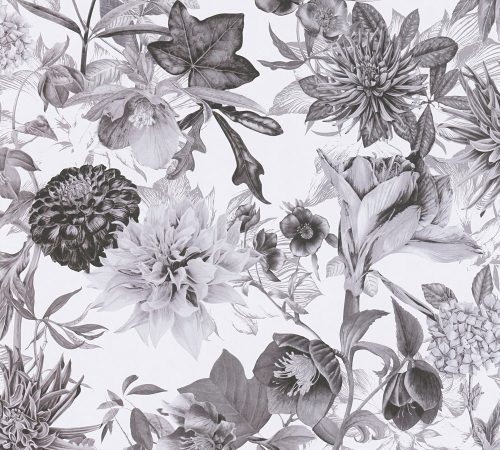 AS Creation Dream Flowery vlies anyagú fehér, szürke színű virágos romantikus tapéta
