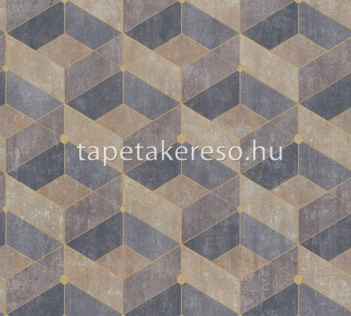 AS Creation Titanium 3 vlies, vinyl anyagú barna, szürke, arany színű 3d, geometriai modern tapéta