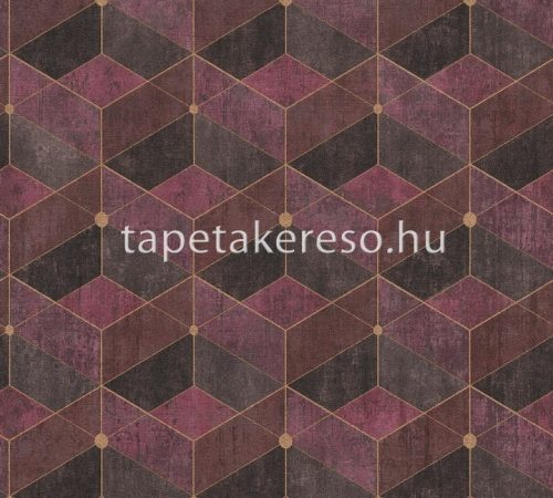 AS Creation Titanium 3 vlies, vinyl anyagú bordó, fekete, arany színű 3d, geometriai modern tapéta