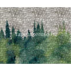   AS Creation The wall Travel Styles vlies, vinyl anyagú szürke, zöld színű fás, kőmintás modern poszter