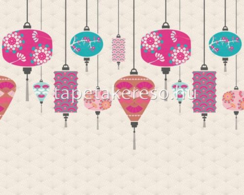 AS Creation The wall Travel Styles vlies, vinyl anyagú rózsaszín, pink, zöld színű lampion modern poszter