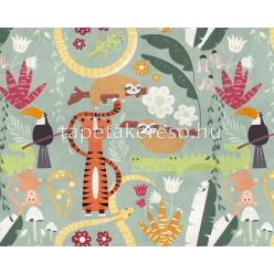   AS Creation The wall Travel Styles vlies, vinyl anyagú barna, sárga, zöld, fehér színű állatos gyerek poszter