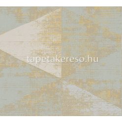   AS Creation Geo Effect vlies anyagú fehér, zöld, arany színű koptatott, geometriai modern tapéta
