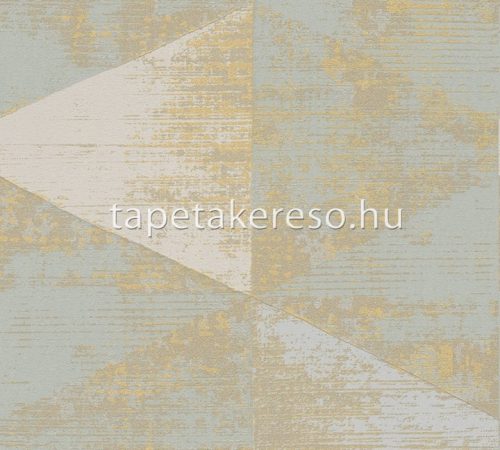 AS Creation Geo Effect vlies anyagú fehér, zöld, arany színű koptatott, geometriai modern tapéta